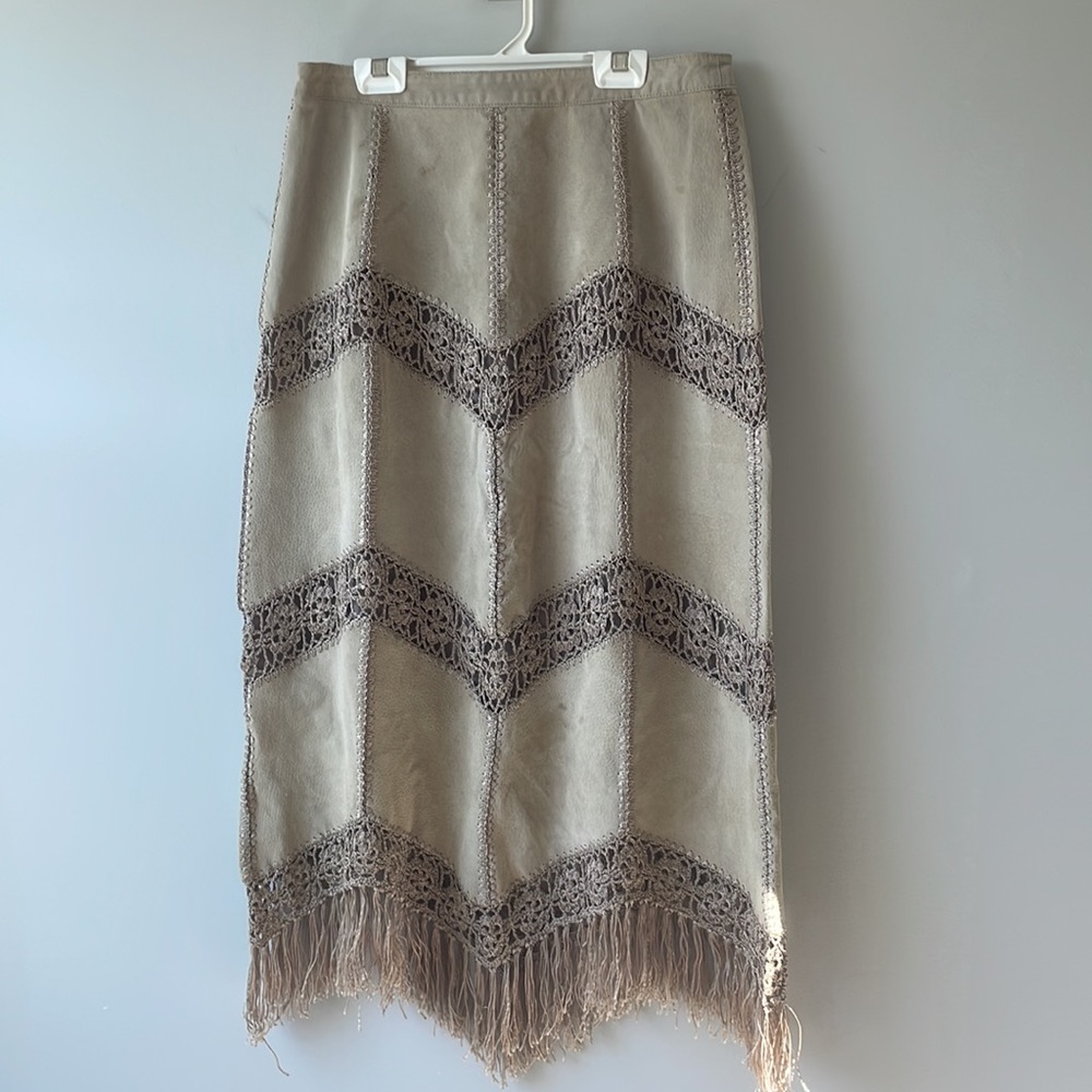 Suede vintage tassel skirt women’s size 10